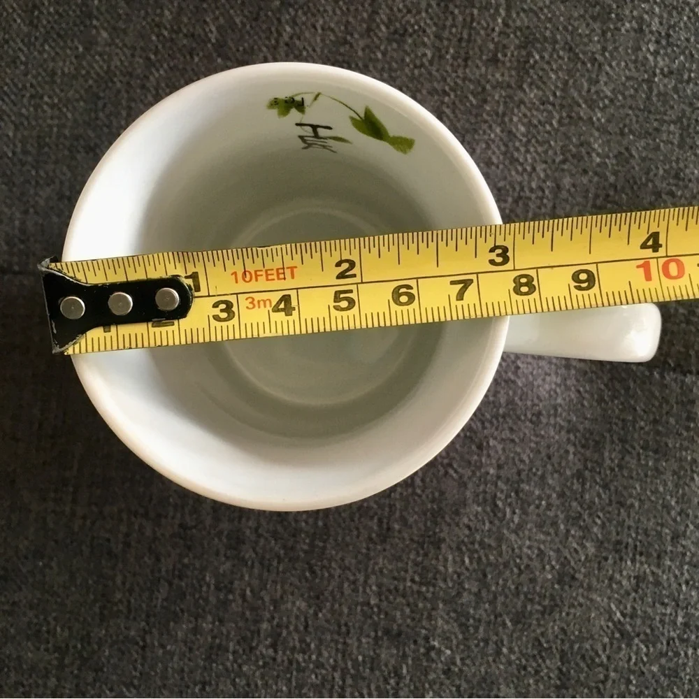 Artistic Tea Mug, White, Green, 10 oz